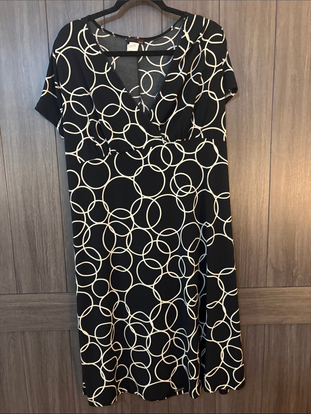 Candy Rain Black and White Circle-Print Wrap-Style Women's Dress